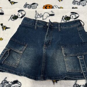 Denim Mini Skirt with Pockets